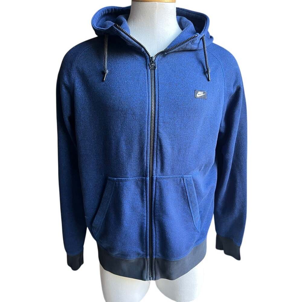 Vintage Nike AW77 French Terry Full-Zip Hoodie – Blue/Black – Size XL